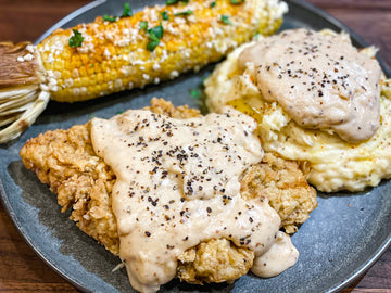 Chicken Fried Steak with Smashed Potatoes & Cracked Pepper Gravy