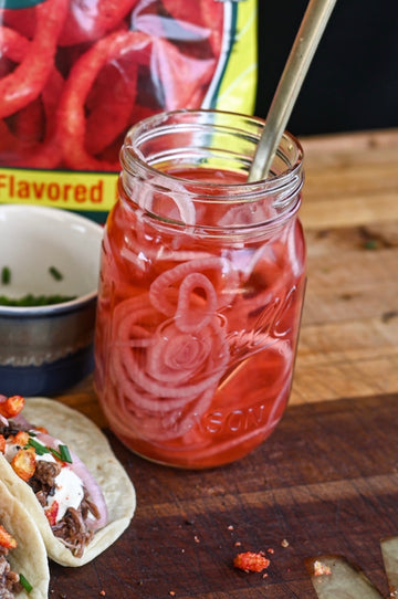 Pickled Red Onions (or Jalapeños)