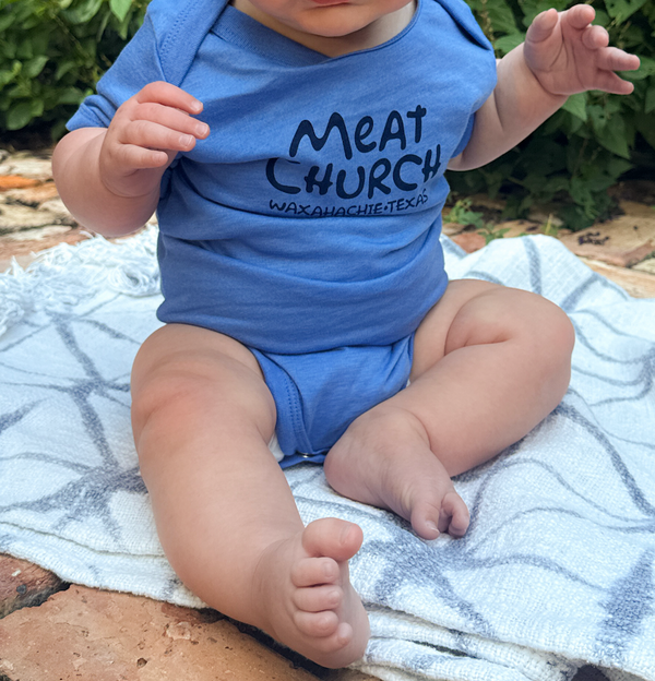 Meat Church Baby Blue Onesie