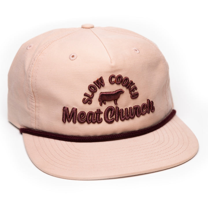 Slow Cooked Rope Hat - Pale Peach/Maroon